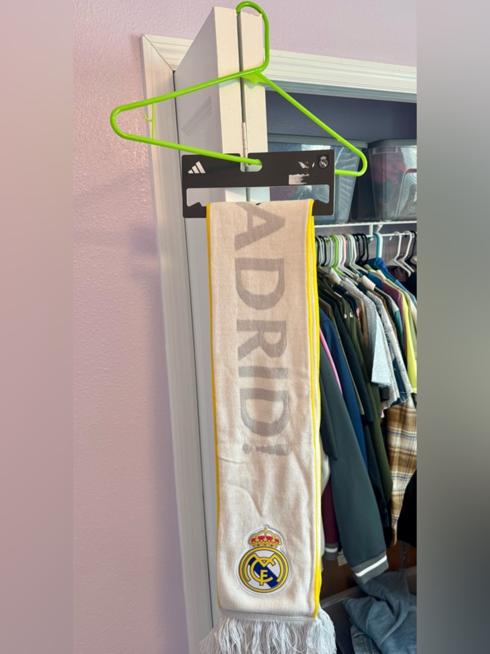Adidas Unisex Real Madrid FC Football White & Gold RMFC Scarf (Rare) - JX3187